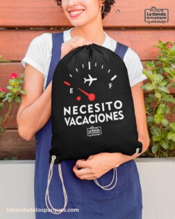 MOCHILAS Mochila de saco necesito vacaciones negra